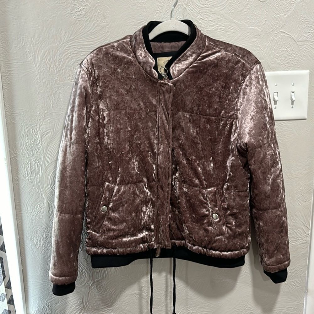 CI SONO Crushed Velvet Bomber Jacket Size Large